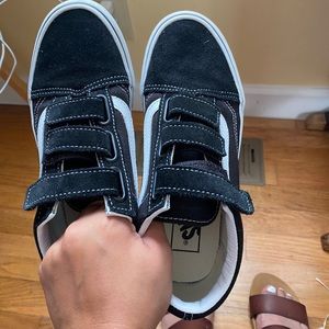 Hardly used black Velcro vans